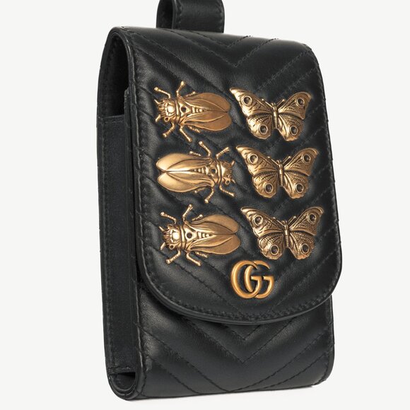 Gucci GG Marmont Black Quilted Leather Animal Studs Belt Pouch - Picture 2 of 9